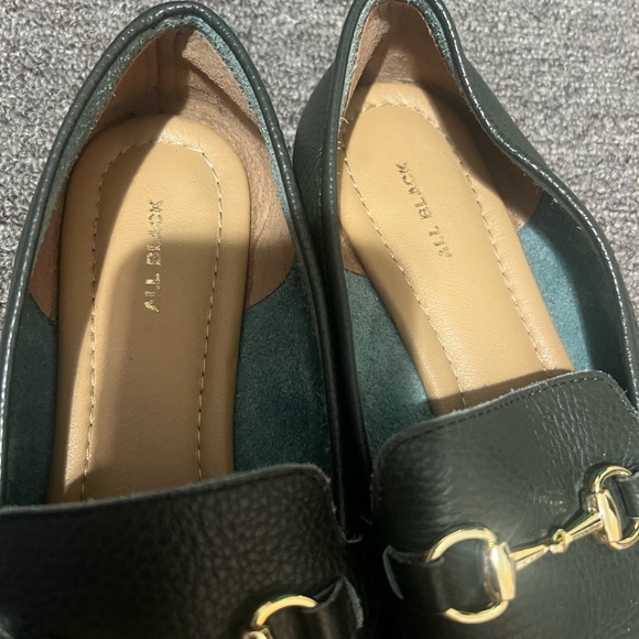 All Black Footwear Horsebit Green Pebbled Leather Loafers Size 39 US 8.5 - Picture 8 of 10